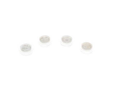 A set of four silver proof one pound coins, 2004, 2005, 2006, 2007, reverses with four bridges. 4 coins.  *CR:  In capsules a