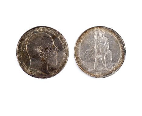 An Edward VII Florin, Bare head r, Britannia standing on ship's bow, dated 1903.  *CR:  Good condition with attractive light 