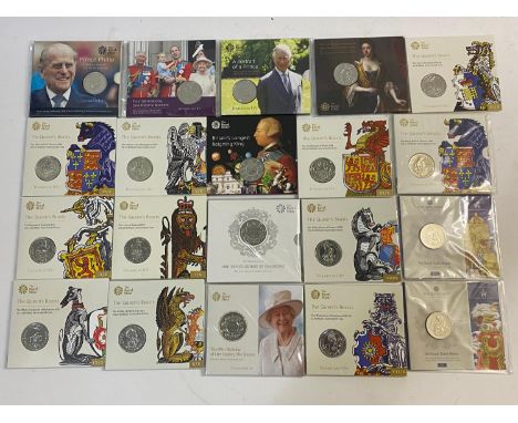 A collection of Royalty themed Royal Mint issues including thirteen Queen's Beast and Tudor Beast £5.00 brilliant uncirculate