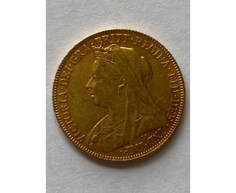 A Queen Victoria Sovereign, old veiled bust l. dated 1900. P to the ground for the Perth Mint.  *CR:  light surface marks and