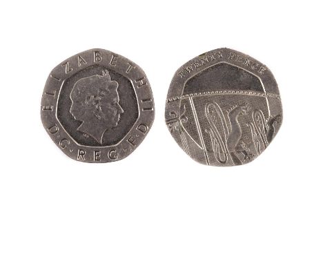 A 2009 20p coin lacking date, obverse Elizabeth II r. reverse lacking date.  *CR:  Circulated.  *BP 22.5% (18.75% plus VAT) p