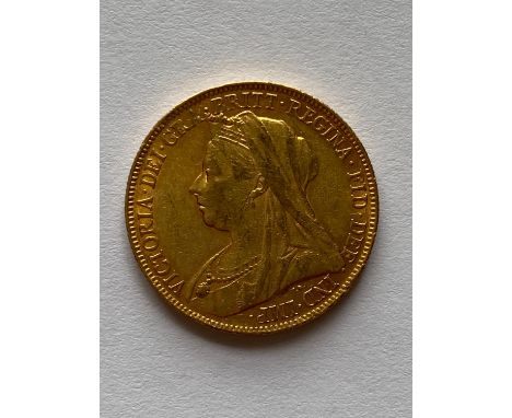 A Queen Victoria Sovereign, old veiled bust l. dated 1898.  *CR:  light surface marks and rubbing.  *BP 22.5% (18.75% plus VA