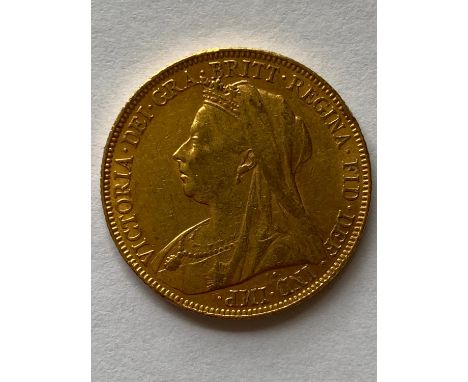 A Queen Victoria Sovereign, old veiled bust l. dated 1898.  *CR:  light surface marks and rubbing.  *BP 22.5% (18.75% plus VA