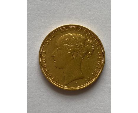 A Queen Victoria Sovereign, young bust l. reverse George and the Dragon, dated 1881.  *CR:  Light surface marks.  *BP 22.5% (