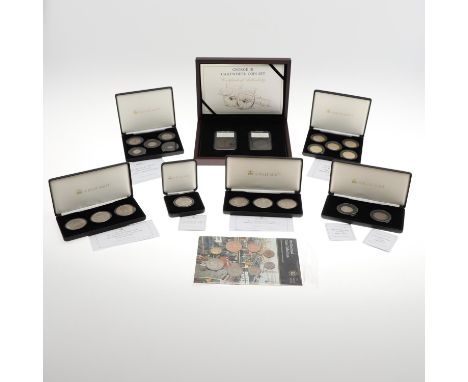 Coin sets: Royal Mint 'Pre-Decimal Coin collection' from 1937-67, 8 coins. Westminster Mint 'Cartwheel' Coin set, 2 coins. Ju