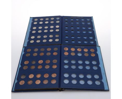 An American Whitman folder 'Roosevelt Dimes 1946 - ' containing 29 various Dimes from 1904. A similar album 'Lincoln Cents 19