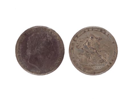 A George III Crown, Laureate head r. reverse Pistrucci's St George and the Dragon, dated 1819, rim LIX.  *CR:  A nice example