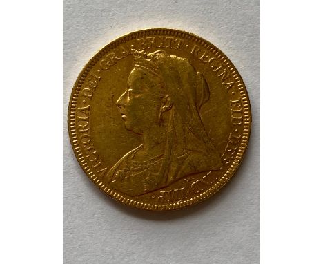 A Queen Victoria Soveregin, old veiled bust l. dated 1894.  *CR:  light surface marks and rubbing.  *BP 22.5% (18.75% plus VA