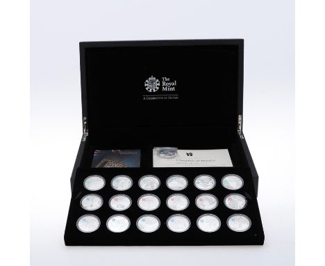 A Royal Mint 'Celebration of Britain' Coin collection, an official product of London 2012. Seventeen coins (with one space va