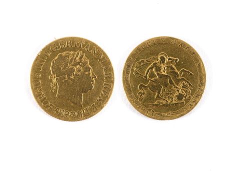 A George III Sovereign, Bare head r. George and Dragon reverse, dated 1820.  *CR:  Surface marks and rubbing.  *BP 22.5% (18.