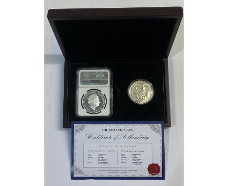 A two coin set comprising a 2015 £2.00 silver Britannia, in slab 'PF70 Ultra Cameo, one of first 1250 struck' and a 2016 1oz 