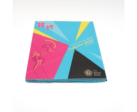 An album containing all 29 2012 London Olympic 50p pieces in original packaging, with the additional London 2012 Sports Colle