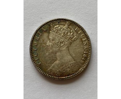 A Queen Victoria 'Godless' Florin, WW behind 'Gothic' type bust l. Cruciform shields, dated 1849.  *CR:  Good condition with 