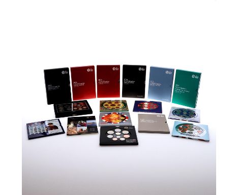 Royal Mint Brilliant Uncirculated Annual Coin Sets, 1994 8 coin set, 1999 8 coin set, 2000 9 coin set, 2004 10 coin set, 2005