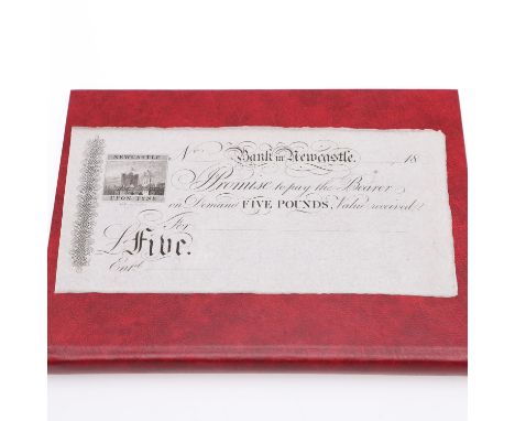 A 19th Century provincial Newcastle Bank £5.00 note, uninscribed, 10 x 19.5cm. And a collection of British stamps to include 