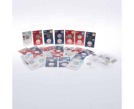 A set of 2018 Alphabet issue 10p pieces A -Z, uncirculated in Royal Mint packaging and another set lacking presentation packa