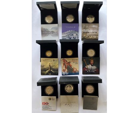 Royal Mint issues: 2013 £5.00 silver proof 'Royal birth', 2013 Alderney £5.00(Cupro Nickle) 'Tales from the underground', 201