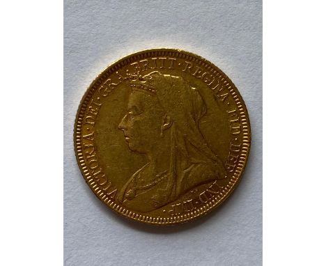 A Queen Victoria Sovereign, old veiled bust l. dated 1893. M to the ground for the Melbourne Mint.  *CR:  light surface marks