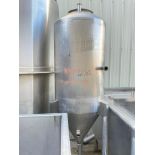 Approximately 50 Gallon Dome-Top, Cone-Bottom S/S Tank - Rigging Fees: $100