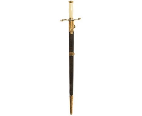 A Georgian Naval Officer's dirk by Dudley, 50cm flattened diamond section blade, recurved guard with acorn terminals, turned 