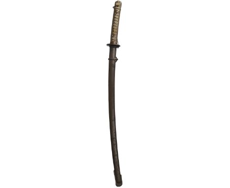 A Second War period Japanese NCO's sword, 67cm fullered blade stamped with the serial no. 140985, regulation painted cast all