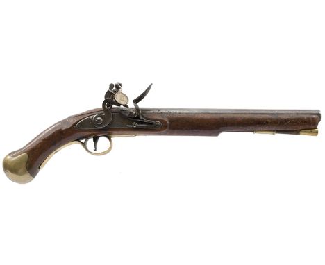 A 25-bore flintlock Long Sea Service pistol from the Keith Neal Collection, 12inch barrel, border engraved lock stamped with 