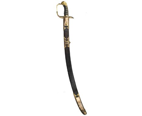An 1803 Pattern Infantry Officer's sword by Prosser, 81.5cm curved plain blade stamped with an S at the forte, regulation gil