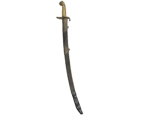 An 1803 Pattern Infantry Officer's sword, 76.cm curved blade decorated with a figure of Britannia, crowned GR cypher and Roya