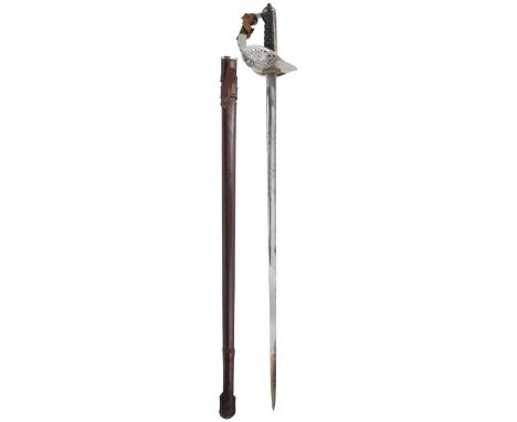A scarce Northumberland Fusiliers Warrant Officer's sword by Wilkinson, 83cm plain blade etched with a maker's panel for Wilk