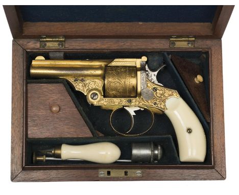 A late 19th Century cased Obsolete Calibre .320 centre fire presentation quality revolver of Webley Prize type, 2.75inch sigh