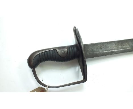 A 1796 Pattern Heavy Cavalry Trooper's sword, 84cm blade with spear point and struck with a crown over an arrow and traces of