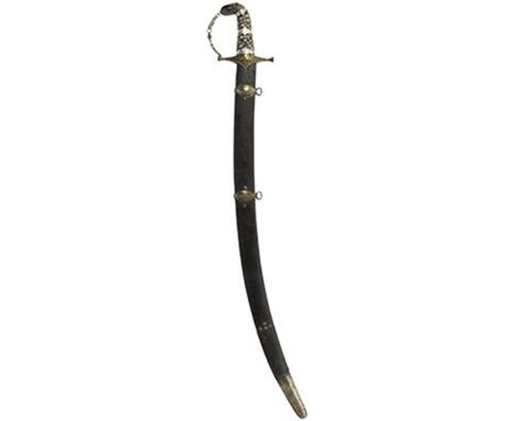 An 18th Century Shaska or Gurda, 78cm curved triple fullered blade decorated with stamped dots and incised crescent moons to 