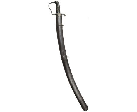 A 1796 Pattern Light Cavalry Officer's fighting sword, 83cm sharply curved blade, sharpened for use and bearing several edge 
