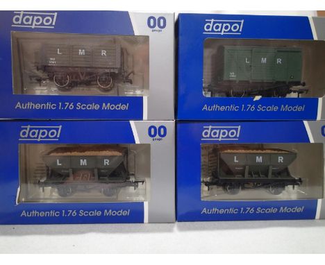 Four OO gauge Wessex wagons/ Dapol Longmoor military railway wagons; Box van limited edition 147/150, seven plank limited edi