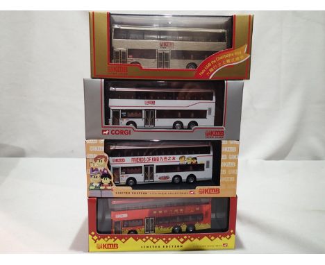 Four Corgi Classics Kowloon Motor bus vehicles, 44303, 43220, 43223 and 43224, all in near mint condition, slight storage wea