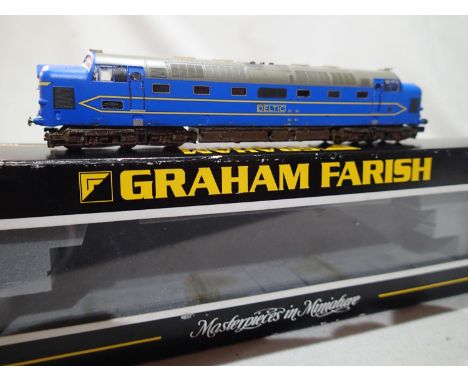 N gauge Bachmann/Farish prototype Deltic in preserved Livery in excellent condition, over painting, weathering to Bogies and 