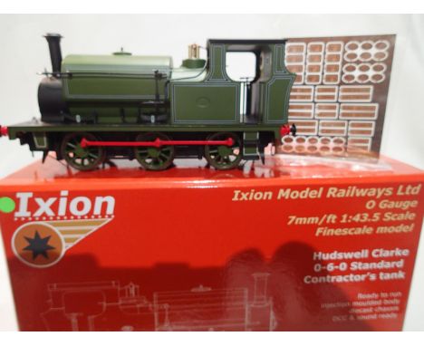 Ixion O gauge Hudswell Clarke 0.6.0 contractors tank locomotive, Green, as new, with etched name/numbers, boxed. UK P&amp;P G