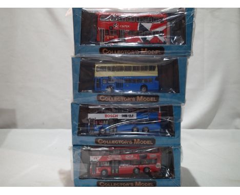 Four Collectors Model 1/76 scale Hong-Kong buses, all near mint in plastic wrapper. UK P&amp;P Group 1 (£16+VAT for the first