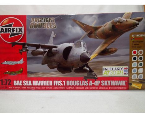 1/72 scale Airfix Dog Fight Doubles, twin set Sea Harrier FRS 1 and Douglas Skyhawk, sealed as new, Falklands at 30 special e