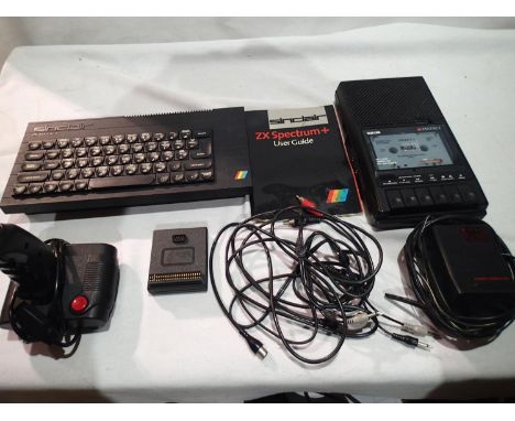 Sinclair ZX Spectrum+, console with user guide, Matsui cassette, quick shot controller plus leads, all unboxed. UK P&amp;P Gr