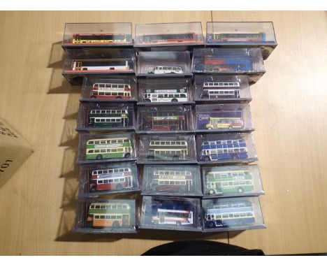 Twenty one Corgi OOC buses and coaches, all in near mint condition, cello wrapped. UK P&amp;P Group 1 (£16+VAT for the first 