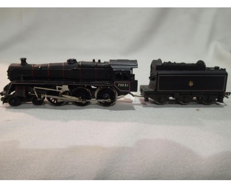 TT gauge kit built class 4 locomotive, 73051, Black, Early Crest, good build and finish. UK P&amp;P Group 1 (£16+VAT for the 