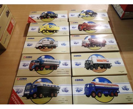 Ten Corgi Classics commercials, all tankers including two Artics, all near mint condition and boxed. UK P&amp;P Group 1 (£16+