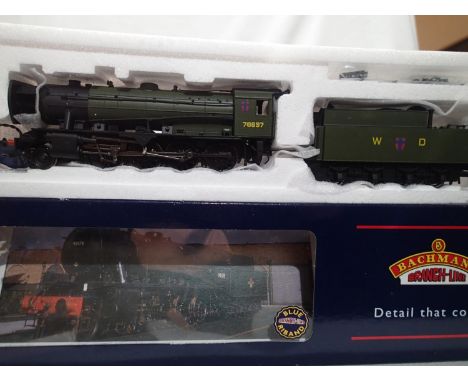 OO gauge Bachmann 32-255 W.D Austerity, 2.80 and tender, army green, 78697, 21st Army Transport Group, in near mint condition