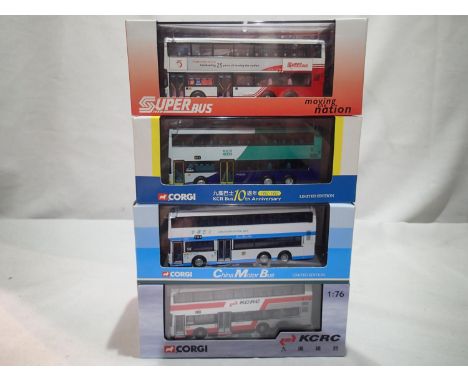 Four Corgi Oriental Omnibus buses, KCR, Singapore, China Motor bus, KCRC, all in near mint condition, slight storage wear to 