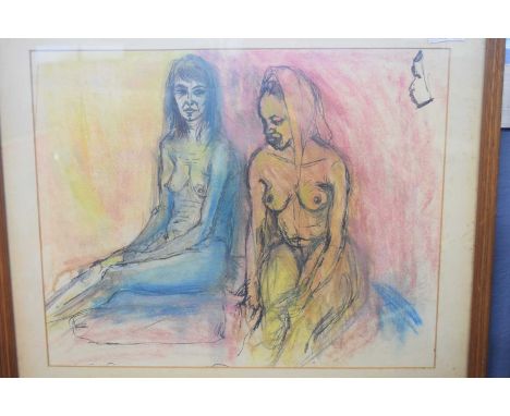 AR Ann Vane Wright (20th century), 'Study of two nudes', pen, ink and crayon, 34 x 44cm