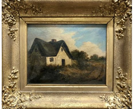 British School, 19th Century, Portrait of a white cottage, oil on board,8 x 11insQty: 1