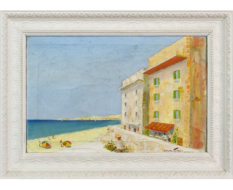 * CECIL ROCHFORT D'OYLY JOHN (BRITISH 1906 - 1993), ALONG THE BEACH  oil on canvas, signedframedimage size 35cm x 45cm, overa