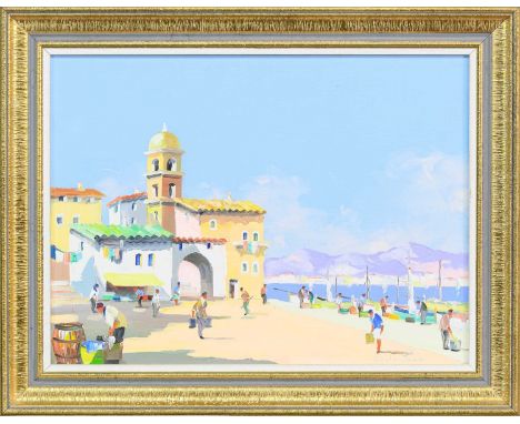 * CECIL ROCHFORT D'OYLY JOHN (BRITISH 1906 - 1993), A CORNER OF ST TROPEZ, FRENCH RIVIERA  oil on canvas, signedframedimage s