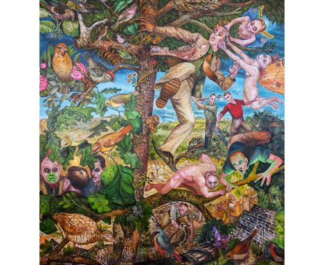 * STEVEN CAMPBELL (SCOTTISH 1953 - 2007), THE GREEN MAN oil on canvas, signedunframed, as intendedoverall size 215cm x 200cmN